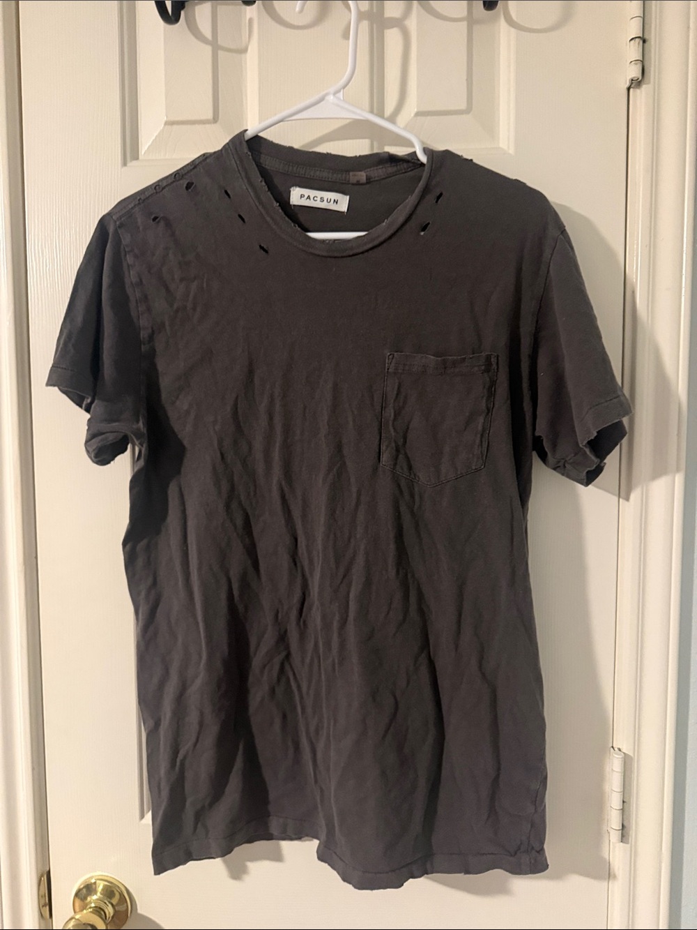 PacSun Distressed Dark Gray Short-Sleeve Pocket Tee